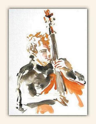 Bassist, aquarel, 2005
